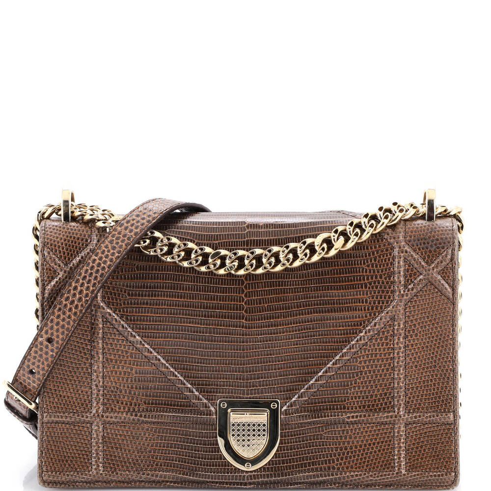 Christian Dior Medium Diorama Flap Bag Lizard